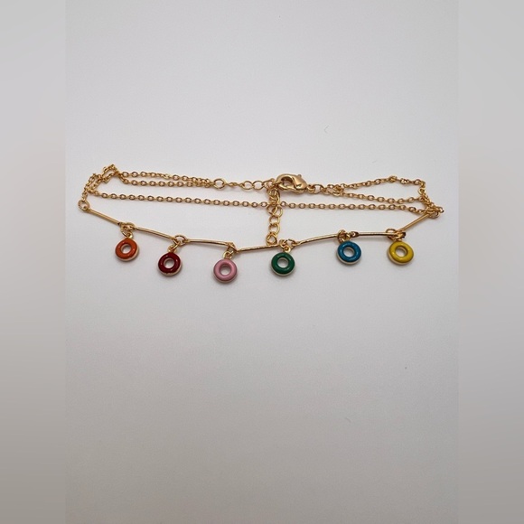 18k. Gold filled Multicolor Anklet - Picture 5 of 8